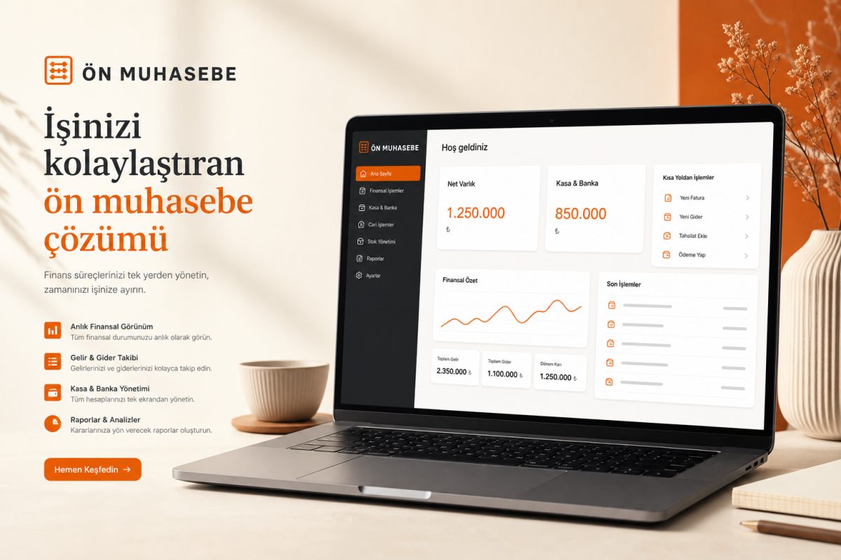 DetayPos ön muhasebe programı kontrol paneli — cari, stok ve fatura